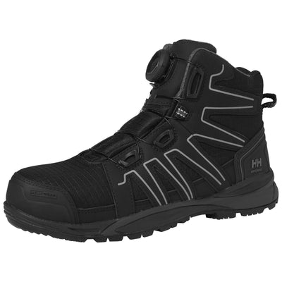 Helly Hansen Manchester Mid BOA S3 Composite Toe Safety Boots Black/Grey Front#colour_black-grey