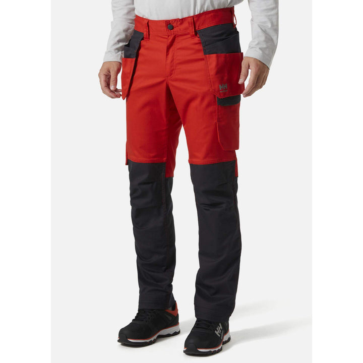 Helly Hansen Manchester Stretch Work Trousers Alert Red/Ebony 1 Front #colour_alert-red-ebony