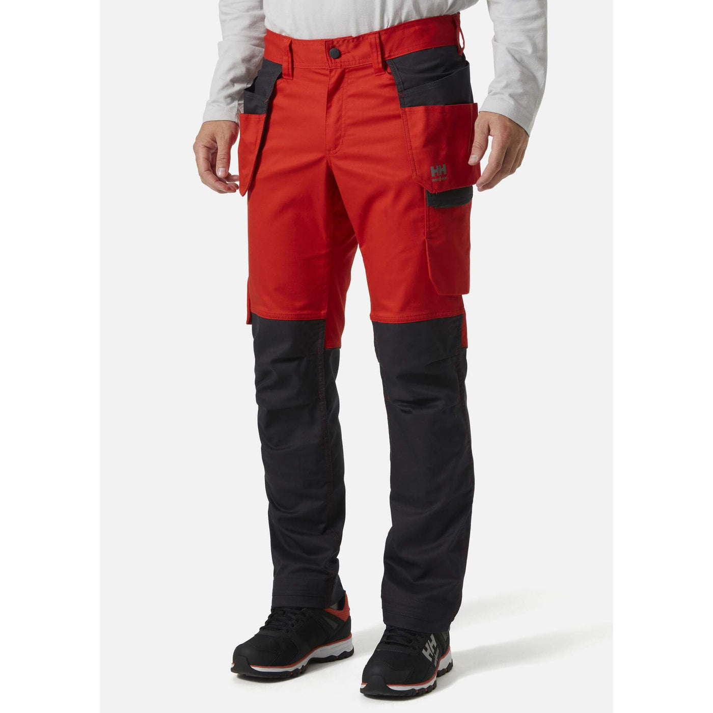 Helly Hansen Manchester Stretch Work Trousers Alert Red/Ebony 1 Front #colour_alert-red-ebony