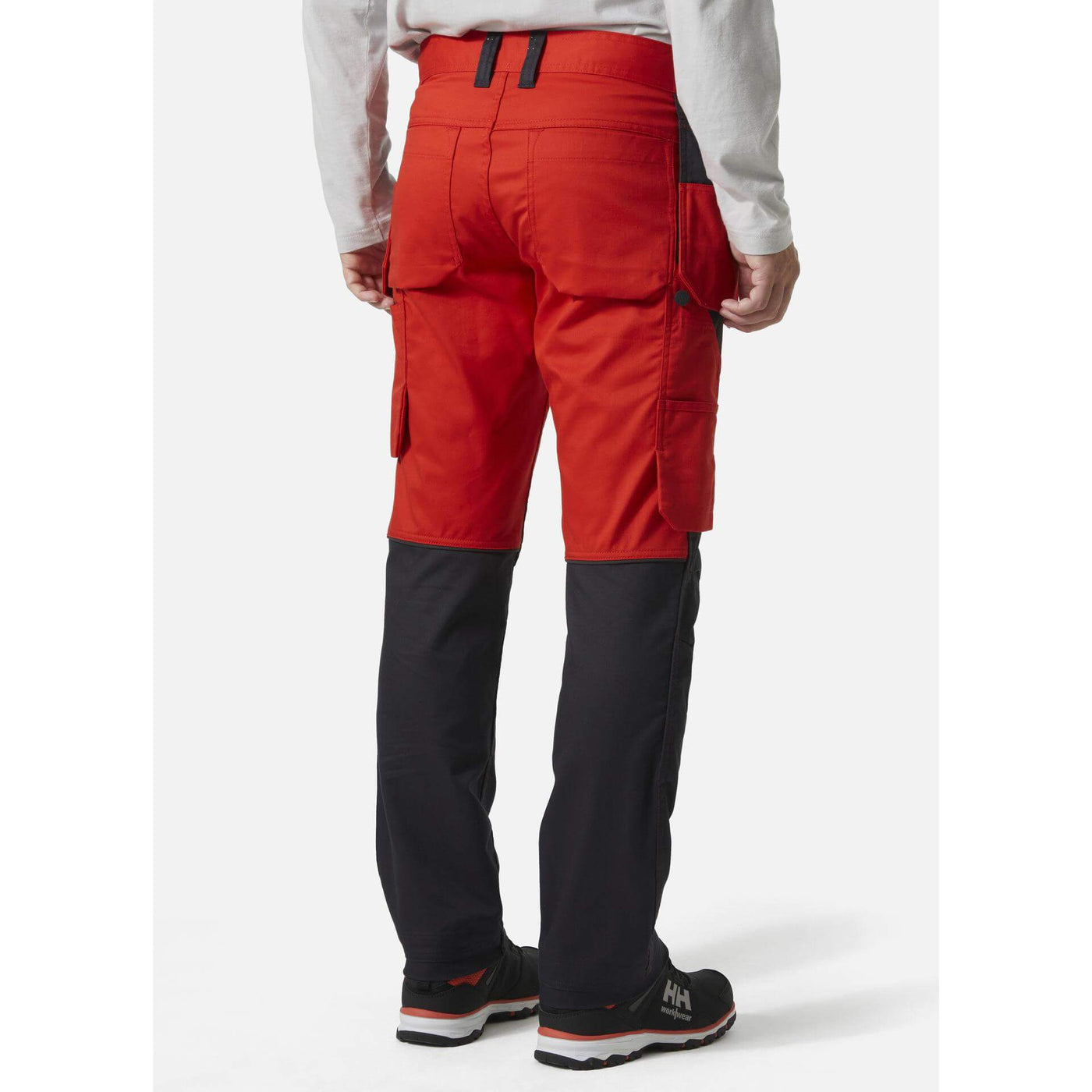 Helly Hansen Manchester Stretch Work Trousers Alert Red/Ebony 2 Rear #colour_alert-red-ebony