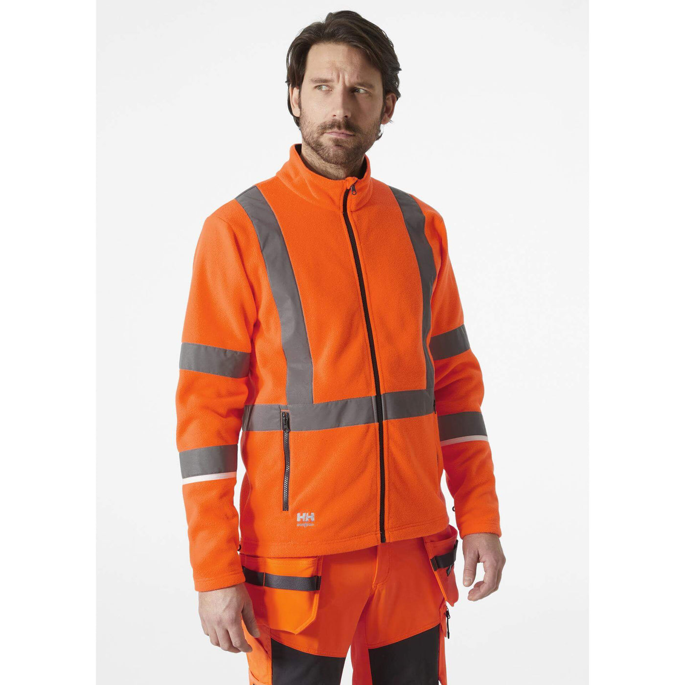 Helly Hansen UC-ME Hi-Vis Fleece Jacket Orange OnBody 1#colour_orange