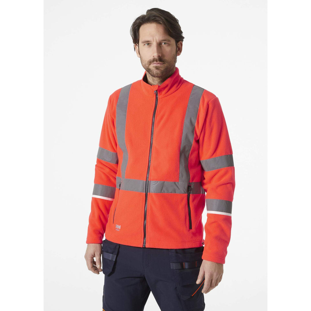 Helly Hansen UC-ME Hi-Vis Fleece Jacket Red OnBody 1#colour_red