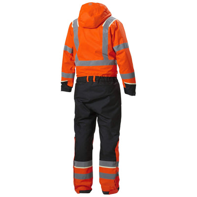 Helly Hansen UC-ME Hi Vis Insulated Winter Overalls Suit Hi Vis Orange/Ebony 2 Rear #colour_hi-vis-orange-ebony