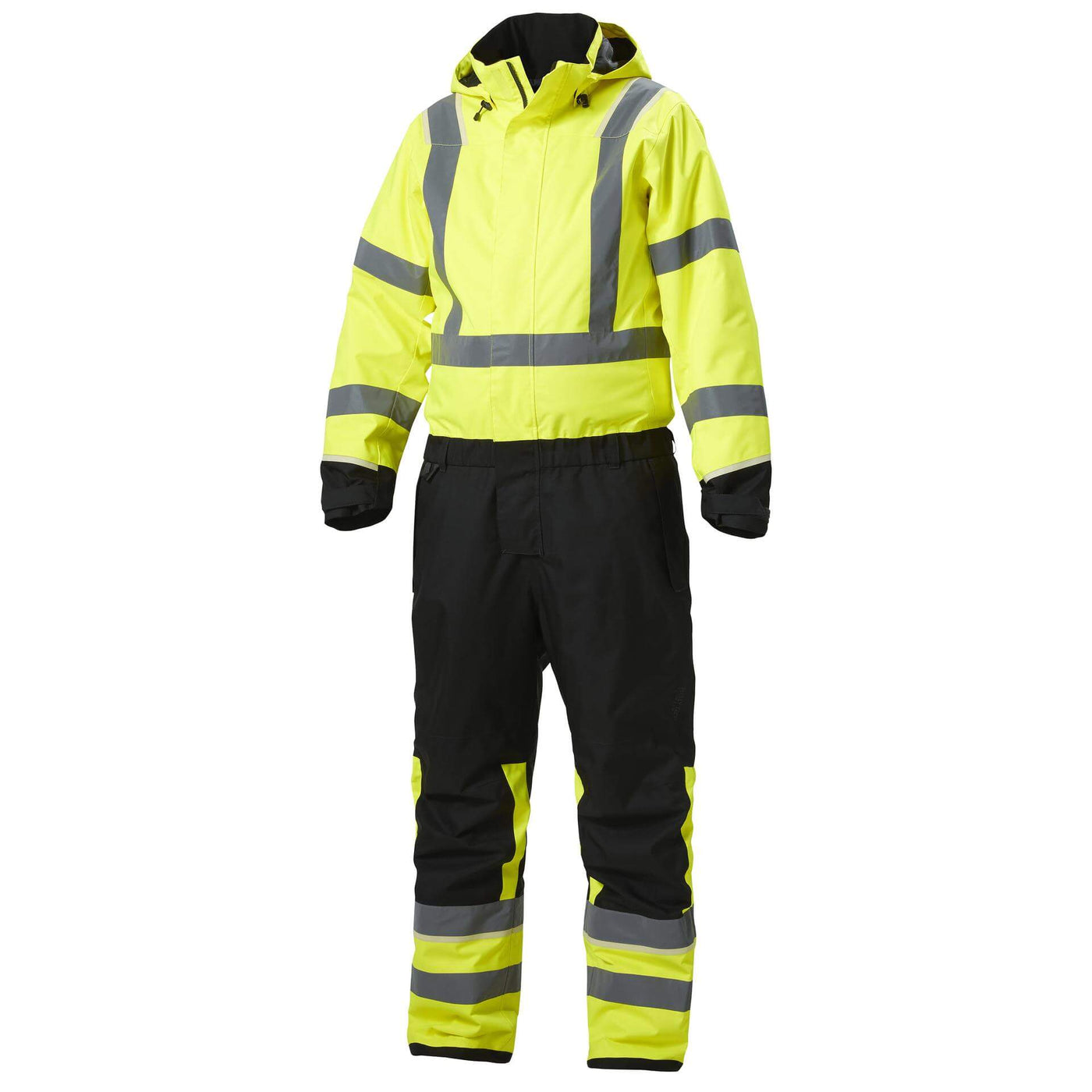 Helly Hansen UC-ME Hi Vis Insulated Winter Overalls Suit Hi Vis Yellow/Ebony 1 Front #colour_hi-vis-yellow-ebony