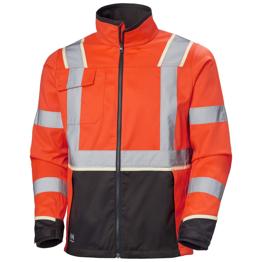 Helly Hansen UC-ME Hi Vis Jacket Hi Vis Red/Ebony 1 Front #colour_hi-vis-red-ebony