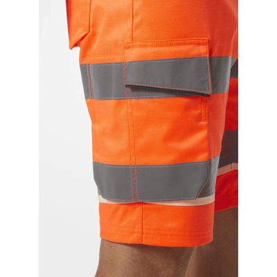 Helly Hansen UC-ME Hi-Vis Stretch Cargo Shorts Orange/Ebony Feature 1#colour_orange-ebony