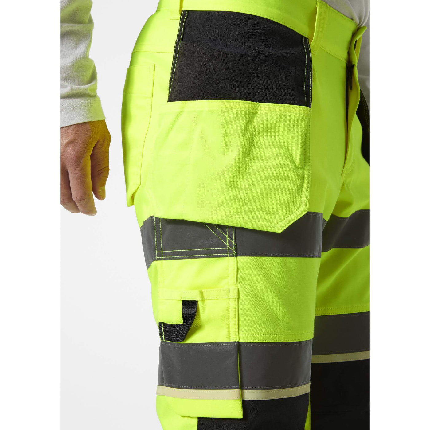 Helly Hansen UC-ME Hi-Vis Stretch Construction Pirate Trousers Yellow/Ebony Feature 1#colour_yellow-ebony