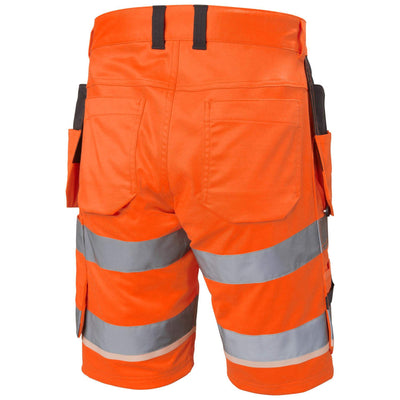 Helly Hansen UC-ME Hi-Vis Stretch Construction Shorts Orange/Ebony Back#colour_orange-ebony