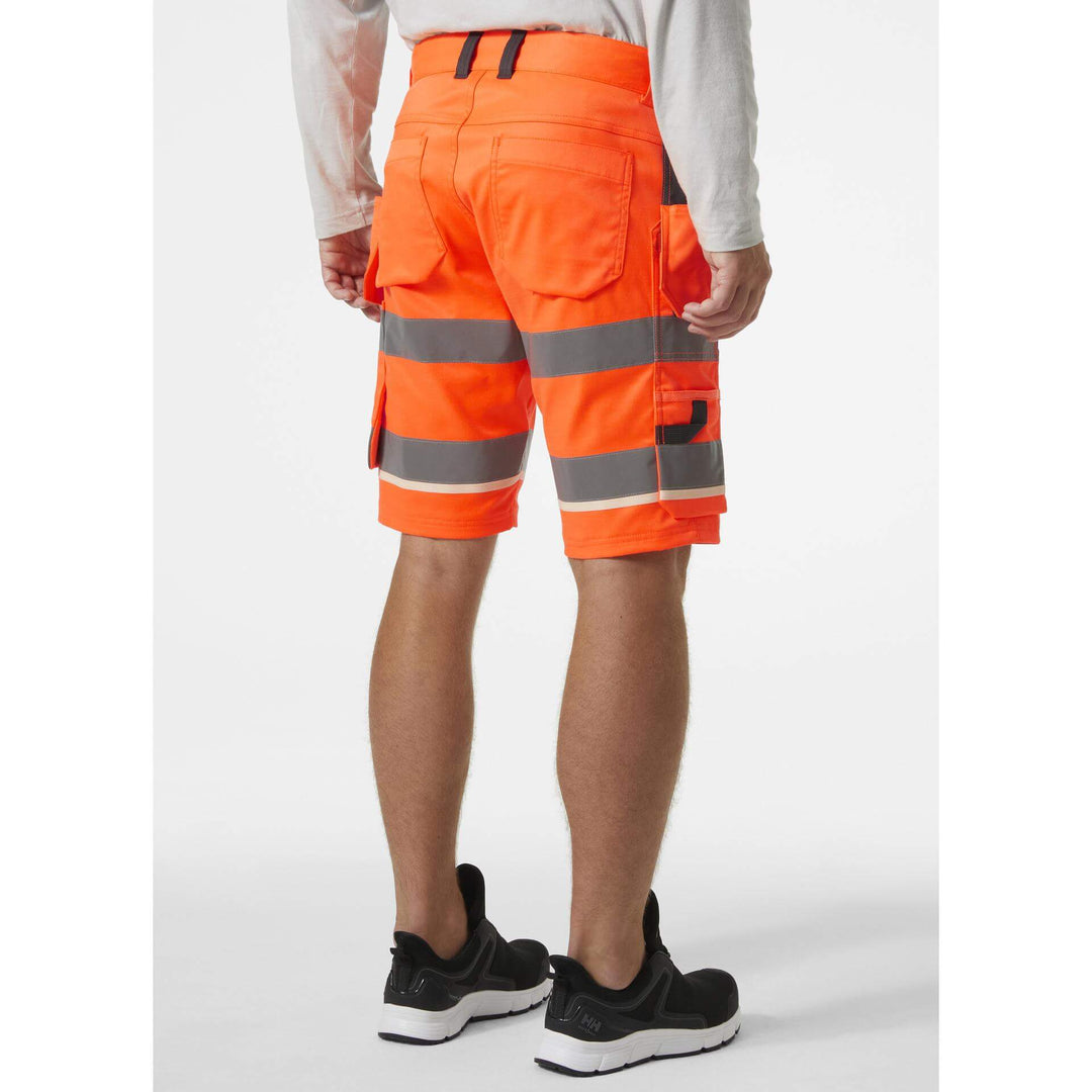 Helly Hansen UC-ME Hi-Vis Stretch Construction Shorts Orange/Ebony OnBody 2#colour_orange-ebony