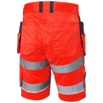 Helly Hansen UC-ME Hi-Vis Stretch Construction Shorts Red/Ebony Back#colour_red-ebony