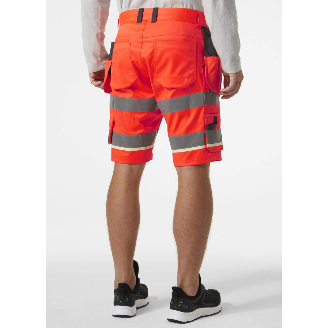 Helly Hansen UC-ME Hi-Vis Stretch Construction Shorts Red/Ebony OnBody 2#colour_red-ebony