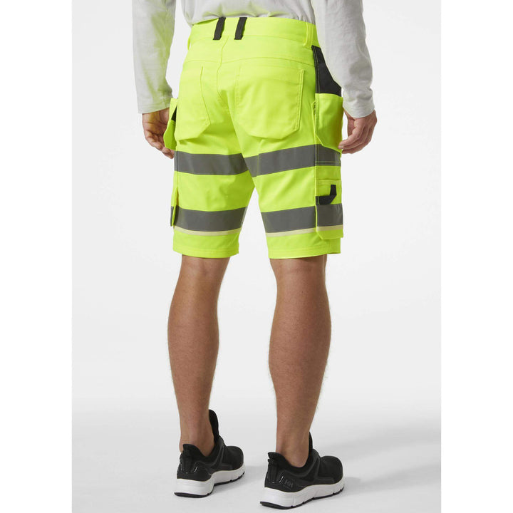 Helly Hansen UC-ME Hi-Vis Stretch Construction Shorts Yellow/Ebony OnBody 2#colour_yellow-ebony