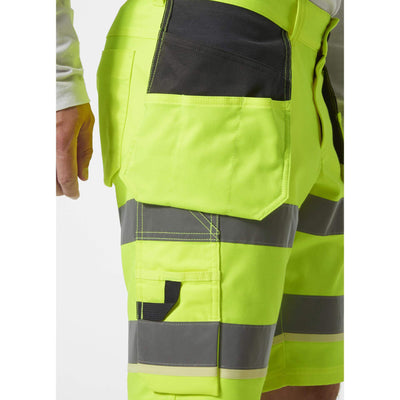 Helly Hansen UC-ME Hi-Vis Stretch Construction Shorts Yellow/Ebony Feature 1#colour_yellow-ebony
