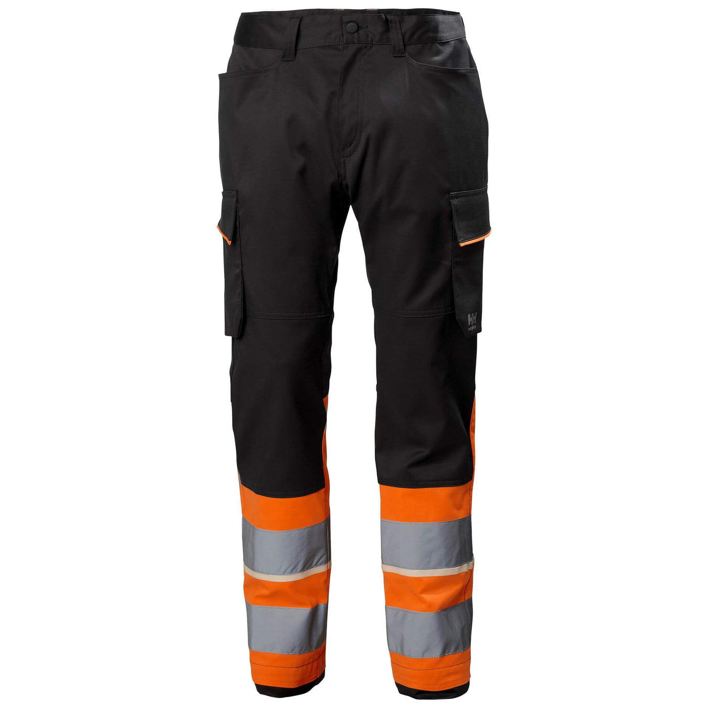 Helly Hansen UC-ME Hi Vis Stretch Service Trousers Class 1 Hi Vis Orange/Ebony 1 Front #colour_hi-vis-orange-ebony