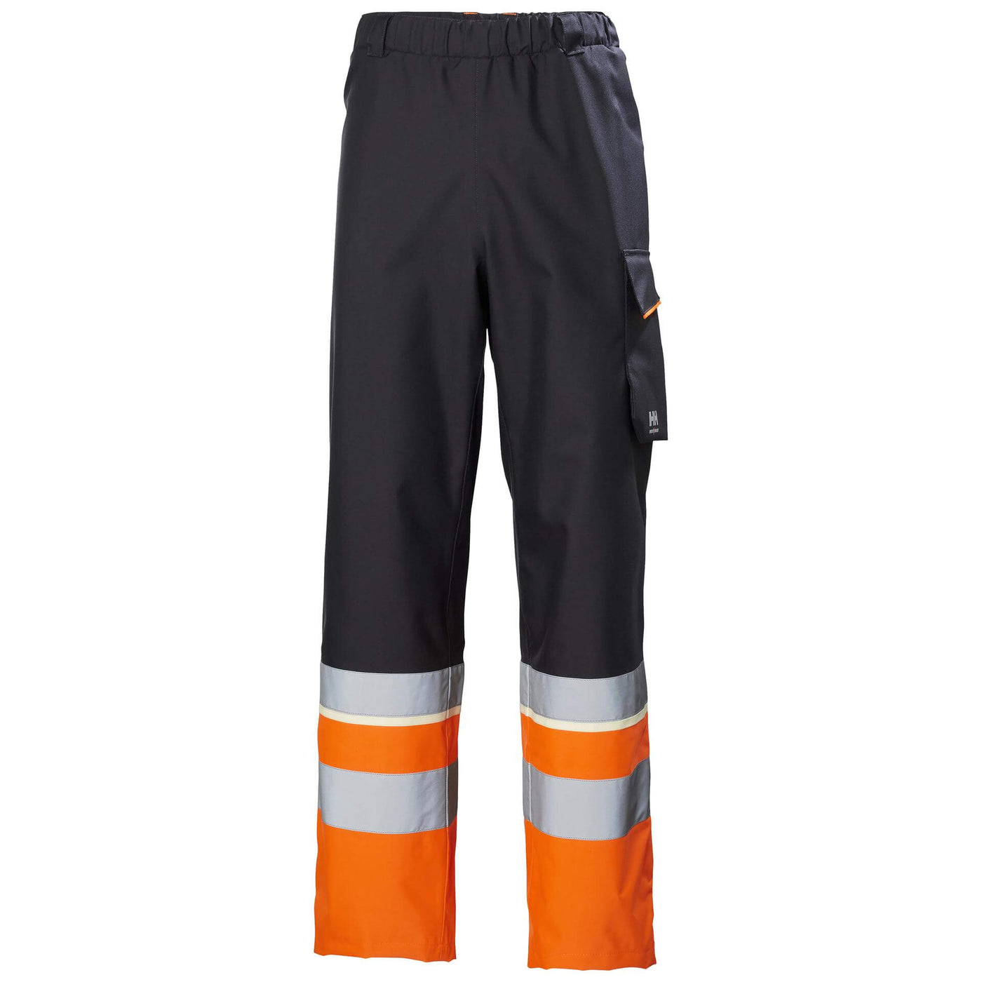 Helly Hansen UC-ME Hi Vis Waterproof Over Trousers Class 1 Hi Vis Orange/Ebony 1 Front #colour_hi-vis-orange-ebony
