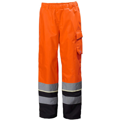 Helly Hansen UC-ME Hi Vis Waterproof Over Trousers Class 2 Hi Vis Orange/Ebony 1 Front #colour_hi-vis-orange-ebony