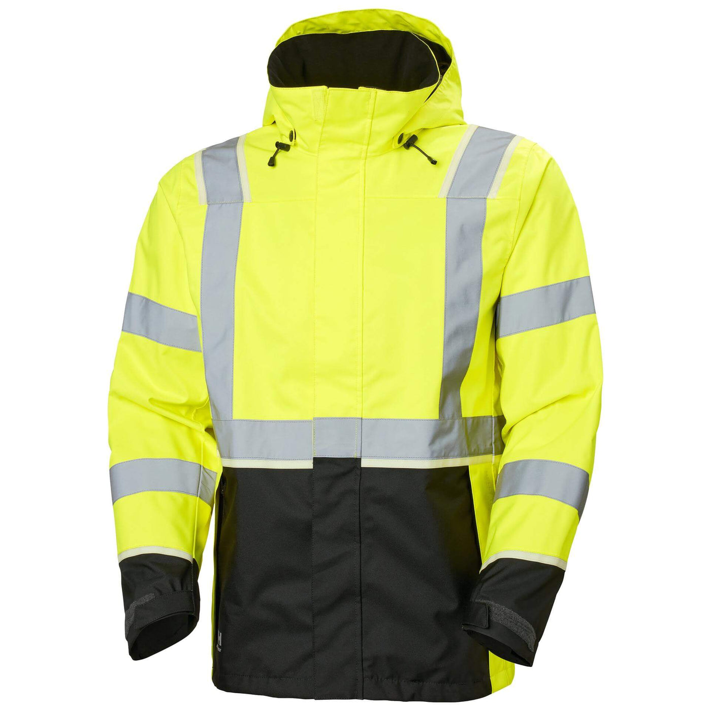 Helly Hansen UC-ME Hi Vis Waterproof Shell Jacket Hi Vis Yellow/Ebony 1 Front #colour_hi-vis-yellow-ebony