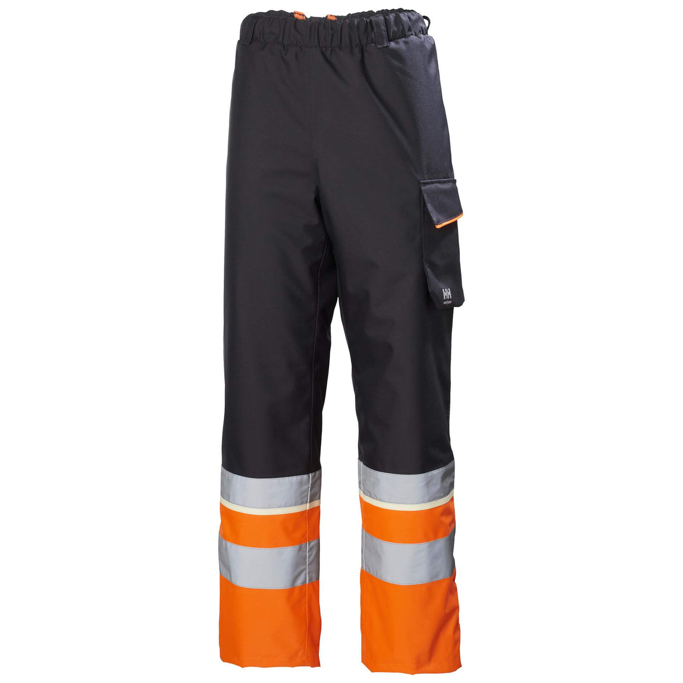 Helly Hansen UC-ME Hi Vis Waterproof Winter Trousers Class 1 Hi Vis Orange/Ebony 1 Front #colour_hi-vis-orange-ebony