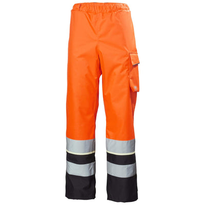 Helly Hansen UC-ME Hi Vis Waterproof Winter Trousers Class 2 Hi Vis Orange/Ebony 1 Front #colour_hi-vis-orange-ebony