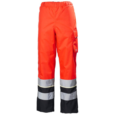 Helly Hansen UC-ME Hi Vis Waterproof Winter Trousers Class 2 Hi Vis Red/Ebony 1 Front #colour_hi-vis-red-ebony
