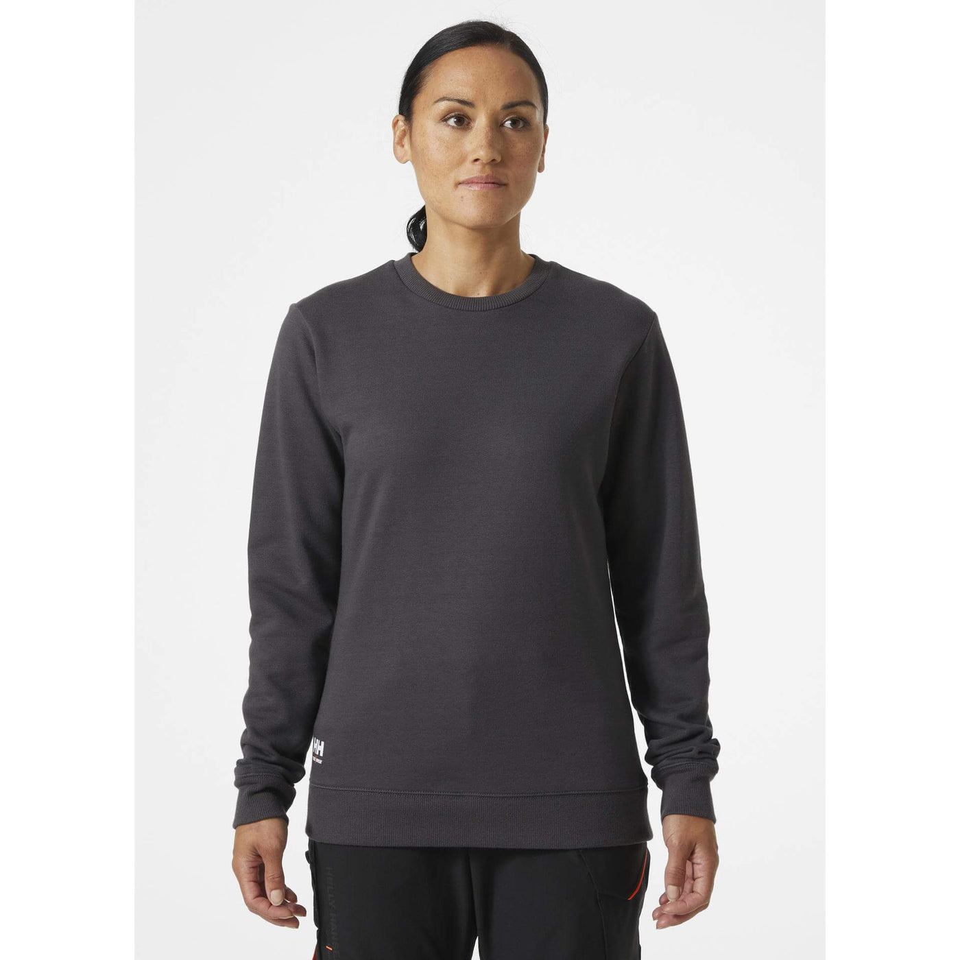 Helly Hansen Womens Classic Sweatshirt Dark Grey OnBody 1#colour_dark-grey