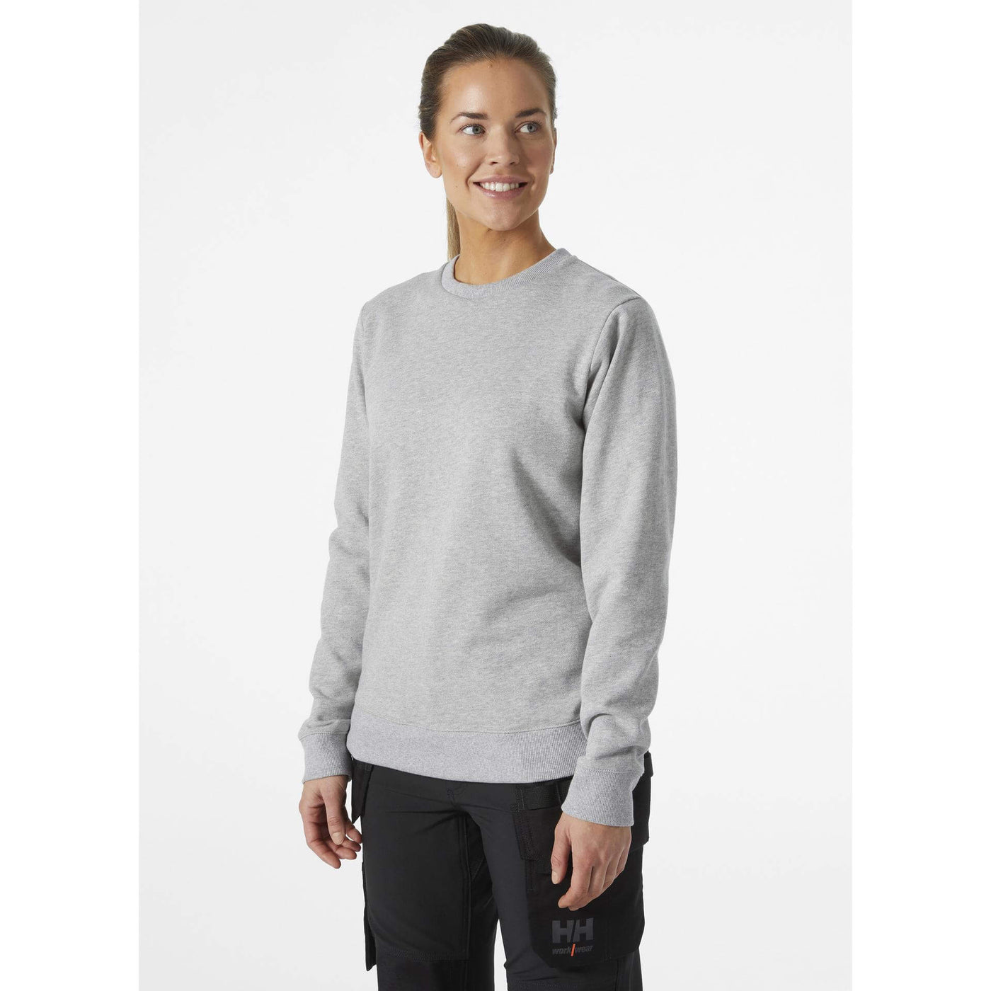 Helly Hansen Womens Classic Sweatshirt Grey Melange OnBody 1#colour_grey-melange