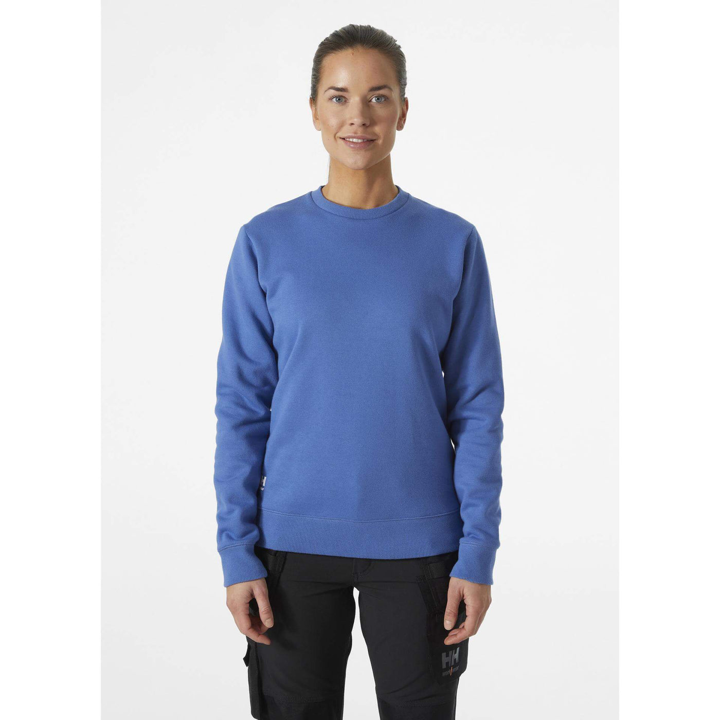 Helly Hansen Womens Classic Sweatshirt Stone Blue OnBody 1#colour_stone-blue