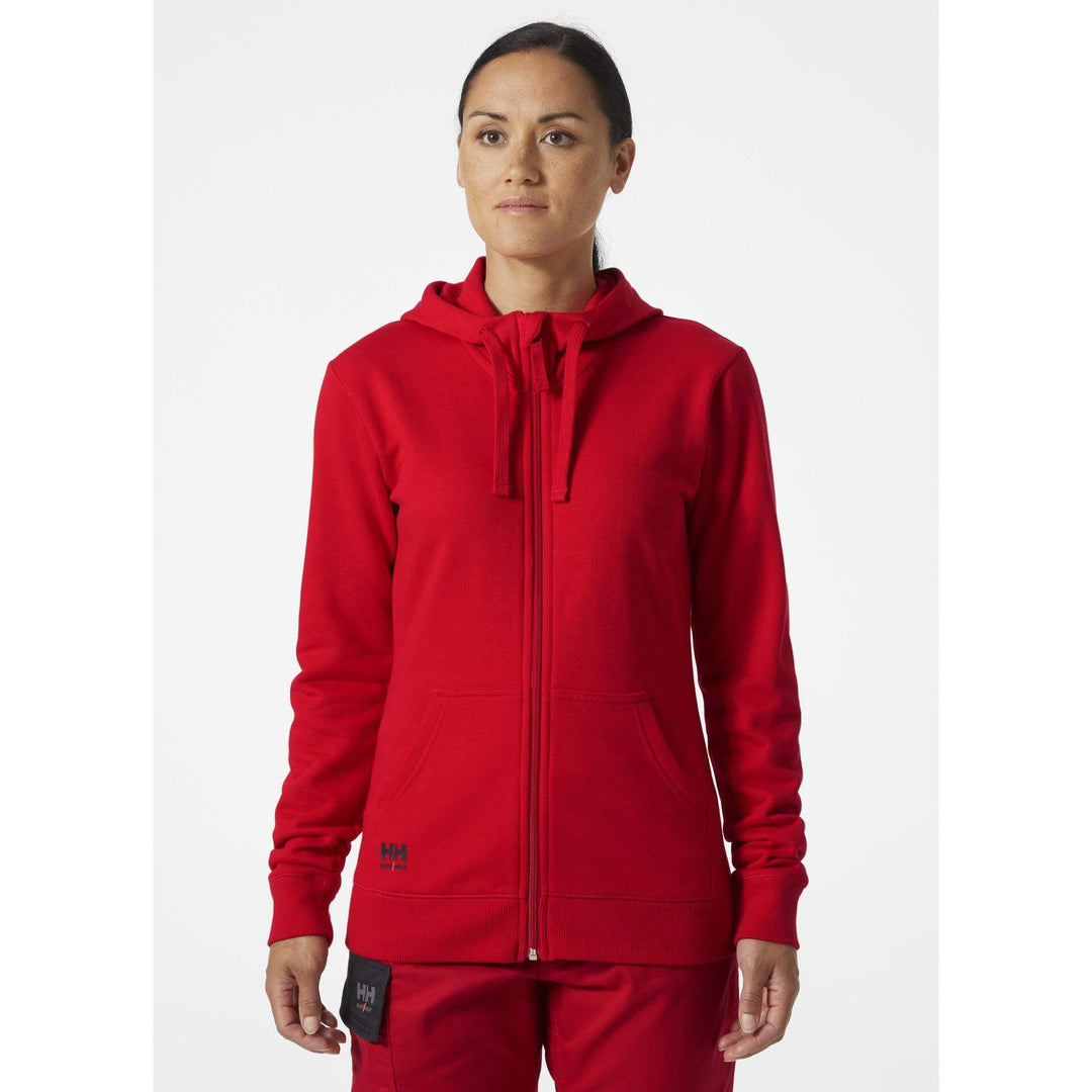 Helly Hansen Womens Classic Zip Hoodie Alert Red OnBody 1#colour_alert-red