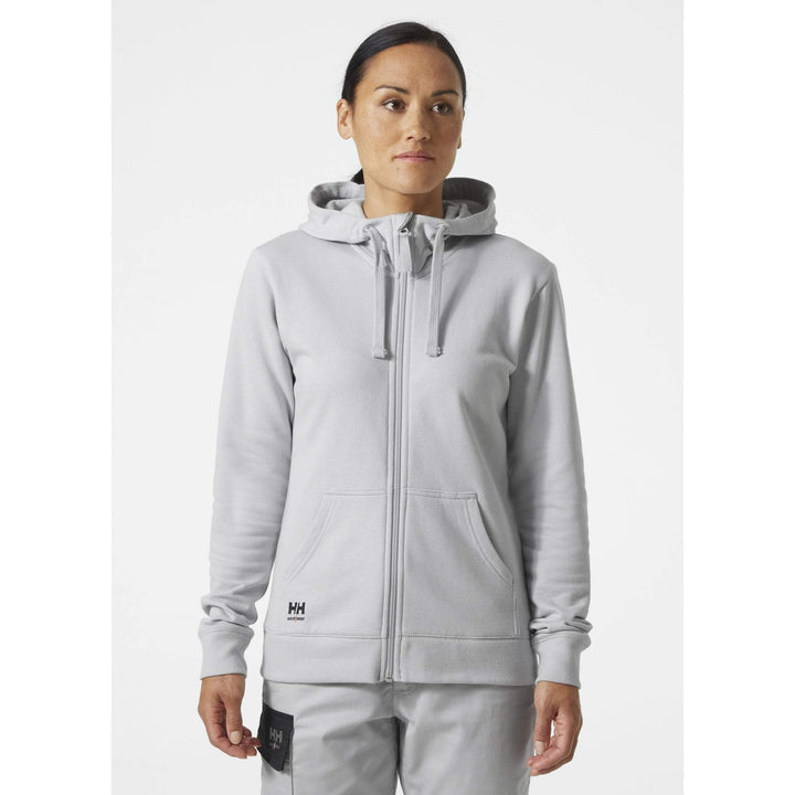 Helly Hansen Womens Classic Zip Hoodie Grey Fog OnBody 1#colour_grey-fog