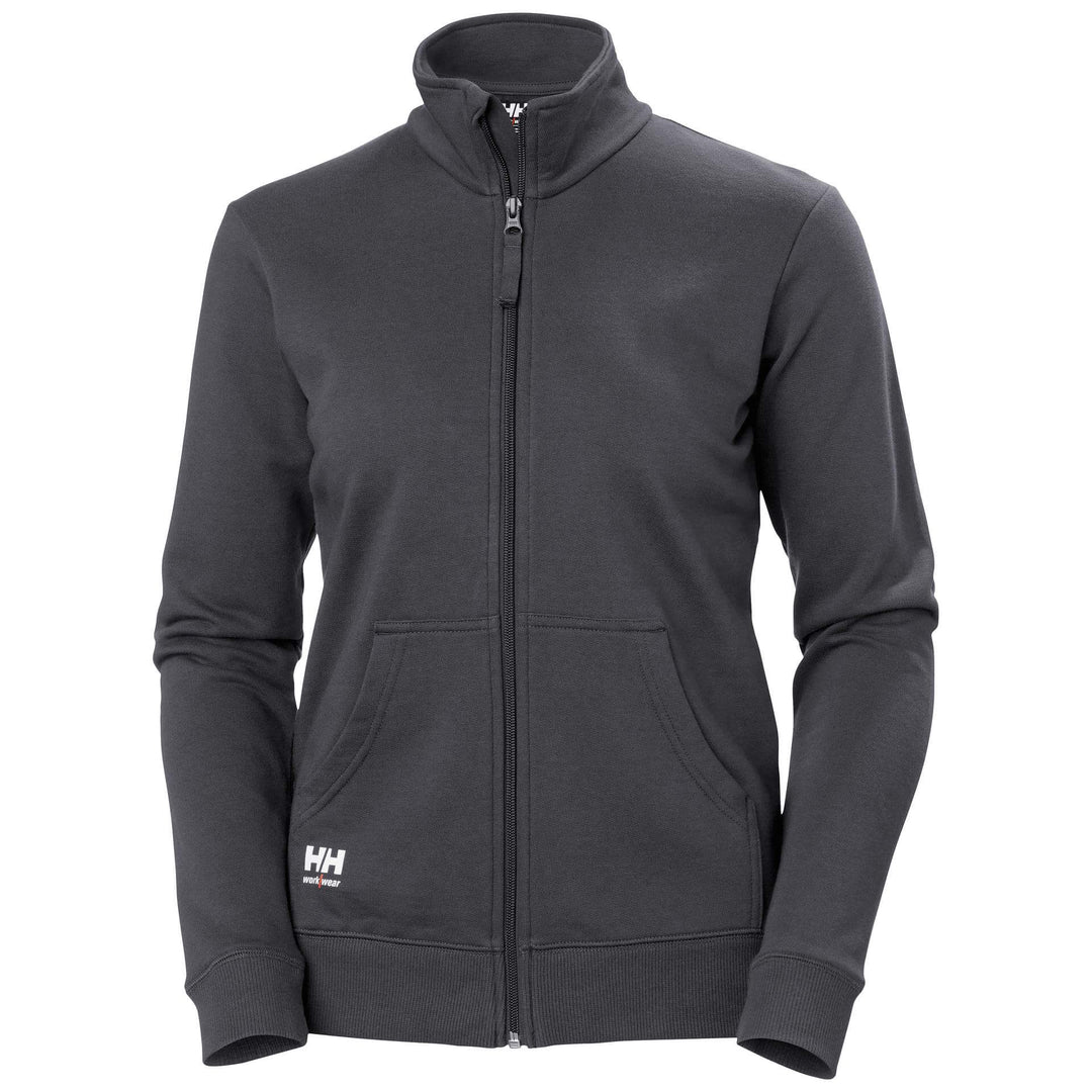 Helly Hansen Womens Classic Zip Sweatshirt Dark Grey Front#colour_dark-grey