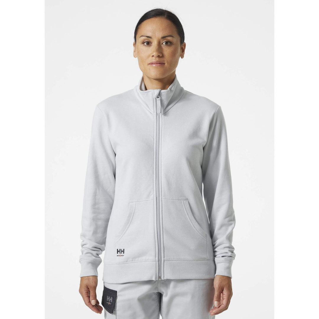 Helly Hansen Womens Classic Zip Sweatshirt Grey Fog OnBody 1#colour_grey-fog