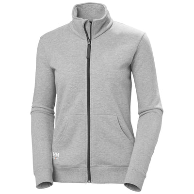 Helly Hansen Womens Classic Zip Sweatshirt Grey Melange Front#colour_grey-melange