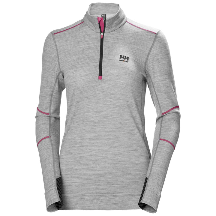 Helly Hansen Womens Lifa Merino Half Zip Baselayer Long Sleeve Shirt Grey Melange 1 Front #colour_grey-melange