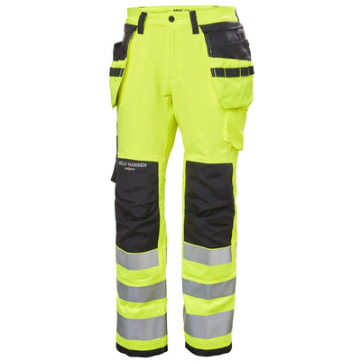 Helly Hansen Womens Luna Hi Vis Construction Stretch Work Trousers Class 2 Yellow 1 Front #colour_yellow