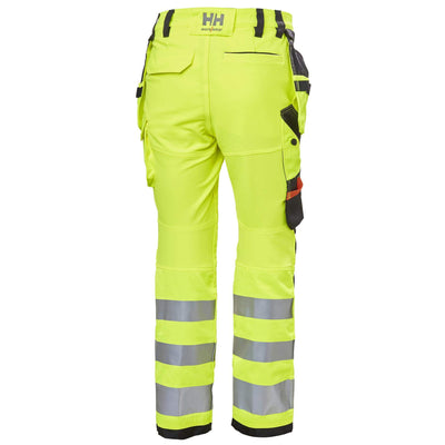 Helly Hansen Womens Luna Hi Vis Construction Stretch Work Trousers Class 2 Yellow 2 Rear #colour_yellow