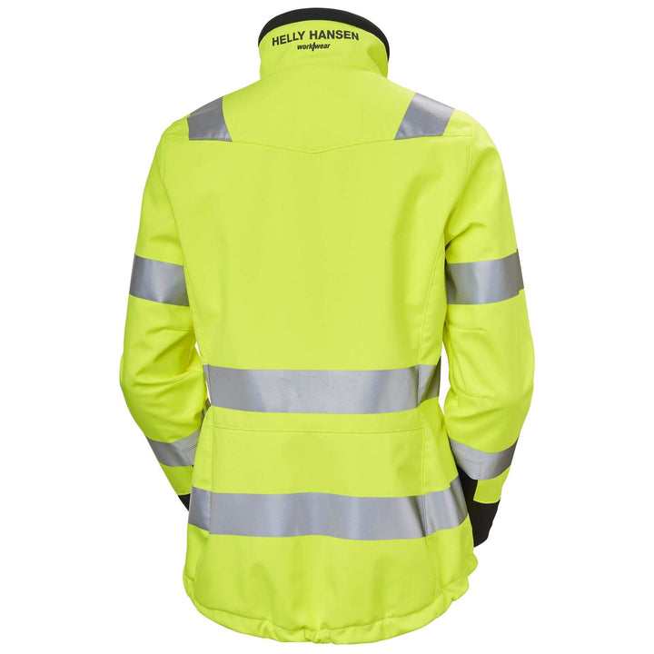 Helly Hansen Womens Luna Hi Vis Softshell Jacket Yellow 2 Rear #colour_yellow