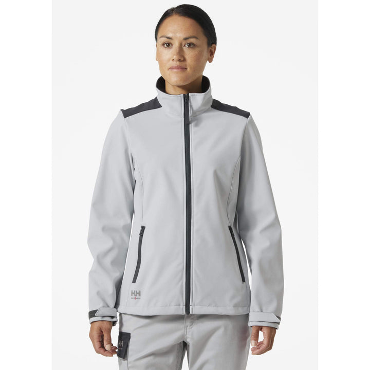 Helly Hansen Womens Manchester 2.0 Softshell Jacket Grey Fog/Ebony OnBody 1#colour_grey-fog-ebony