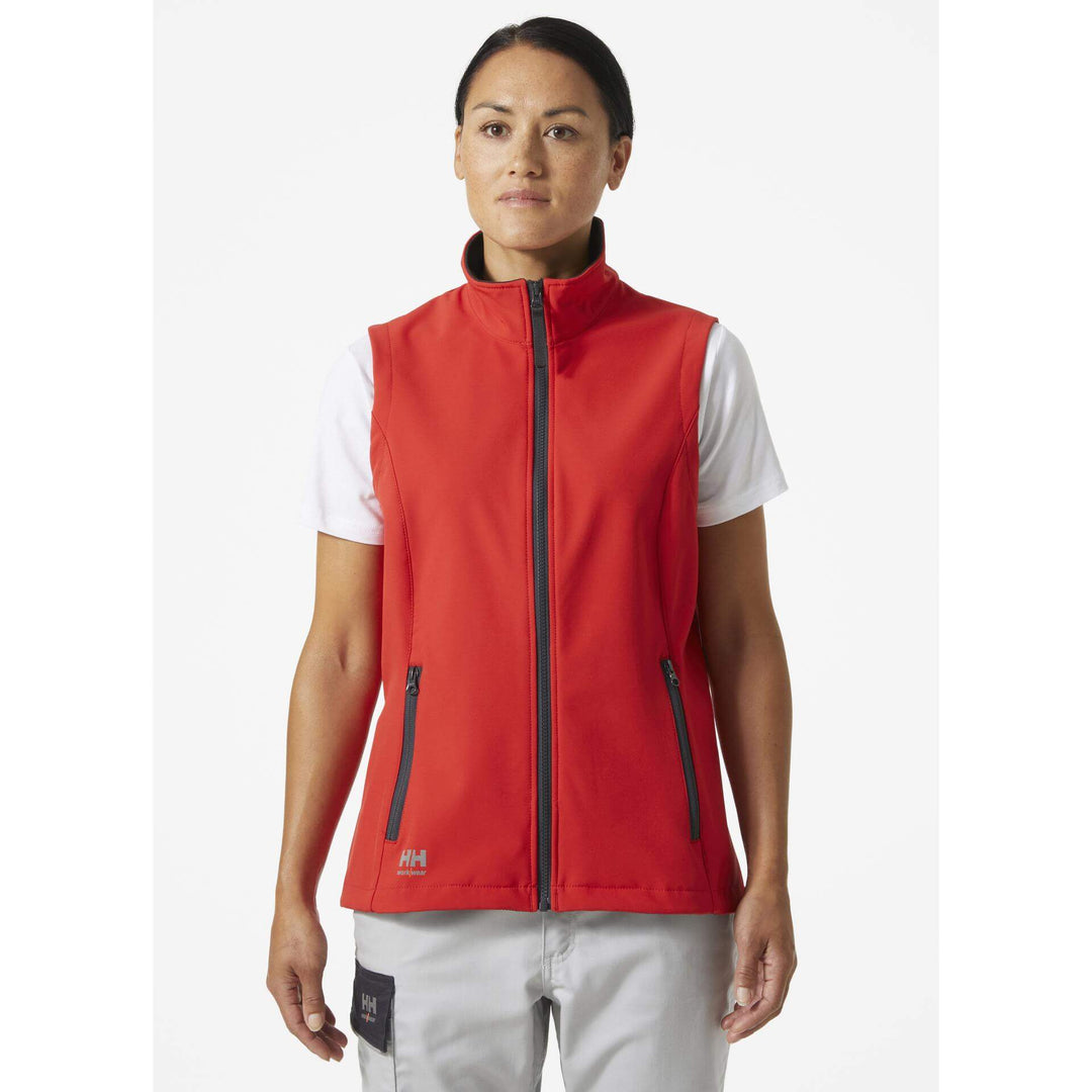 Helly Hansen Womens Manchester 2.0 Softshell Vest Alert Red OnBody 1#colour_alert-red