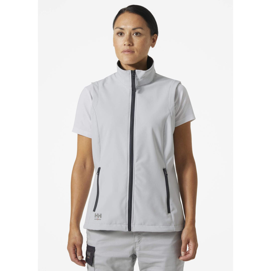 Helly Hansen Womens Manchester 2.0 Softshell Vest Grey Fog OnBody 1#colour_grey-fog