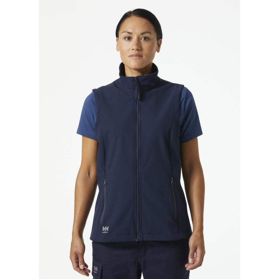 Helly Hansen Womens Manchester 2.0 Softshell Vest Navy OnBody 1#colour_navy