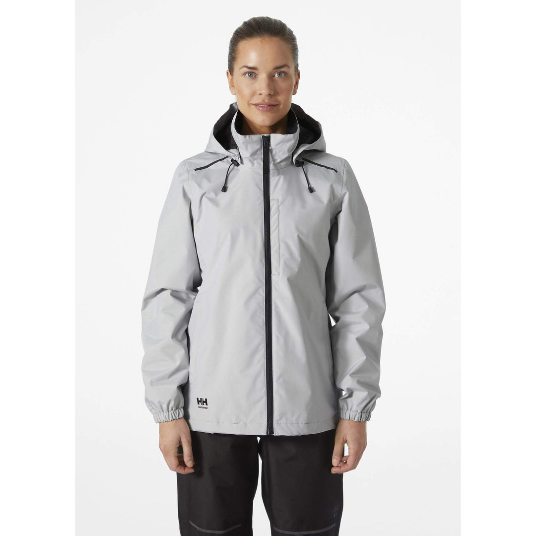 Helly Hansen Womens Manchester 2.0 Waterproof Shell Jacket Grey Fog OnBody 1#colour_grey-fog