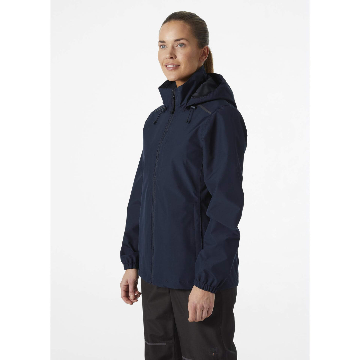 Helly Hansen Womens Manchester 2.0 Waterproof Shell Jacket Navy OnBody 1#colour_navy