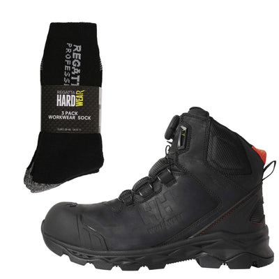 Helly Hansen Special Offer Pack - HH S3 Oxford BOA Toe Cap Safety Boots + 3 Pairs Work Socks