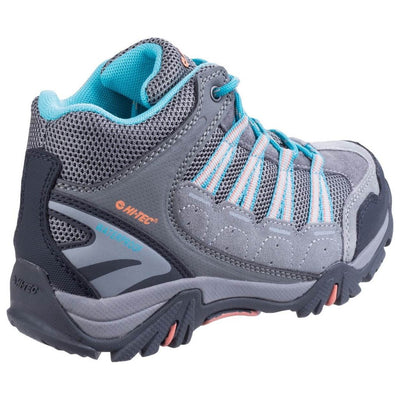 Hi-Tec Forza Waterproof Kids Hiking Boots-Cool Grey-Blue-Papaya Punch-2