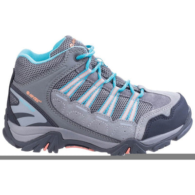 Hi-Tec Forza Waterproof Kids Hiking Boots-Cool Grey-Blue-Papaya Punch-5