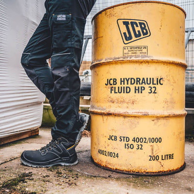 JCB Backhoe Safety Work Boots Black Lifestyle 1#colour_black