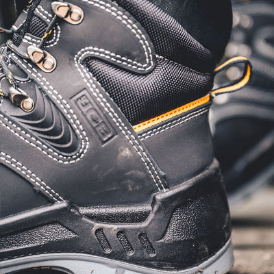 JCB Backhoe Safety Work Boots Black Lifestyle 5#colour_black