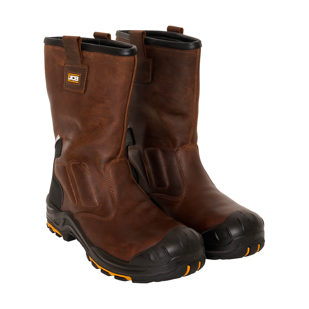 JCB Denstone Waterproof Safety Rigger Boots Brown Product 2#colour_brown