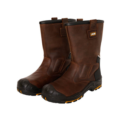 JCB Denstone Waterproof Safety Rigger Boots Brown Product 3#colour_brown