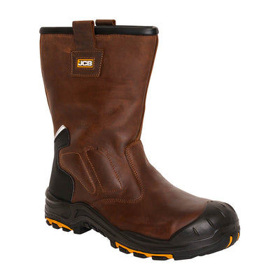 JCB Denstone Waterproof Safety Rigger Boots Brown Product Main#colour_brown